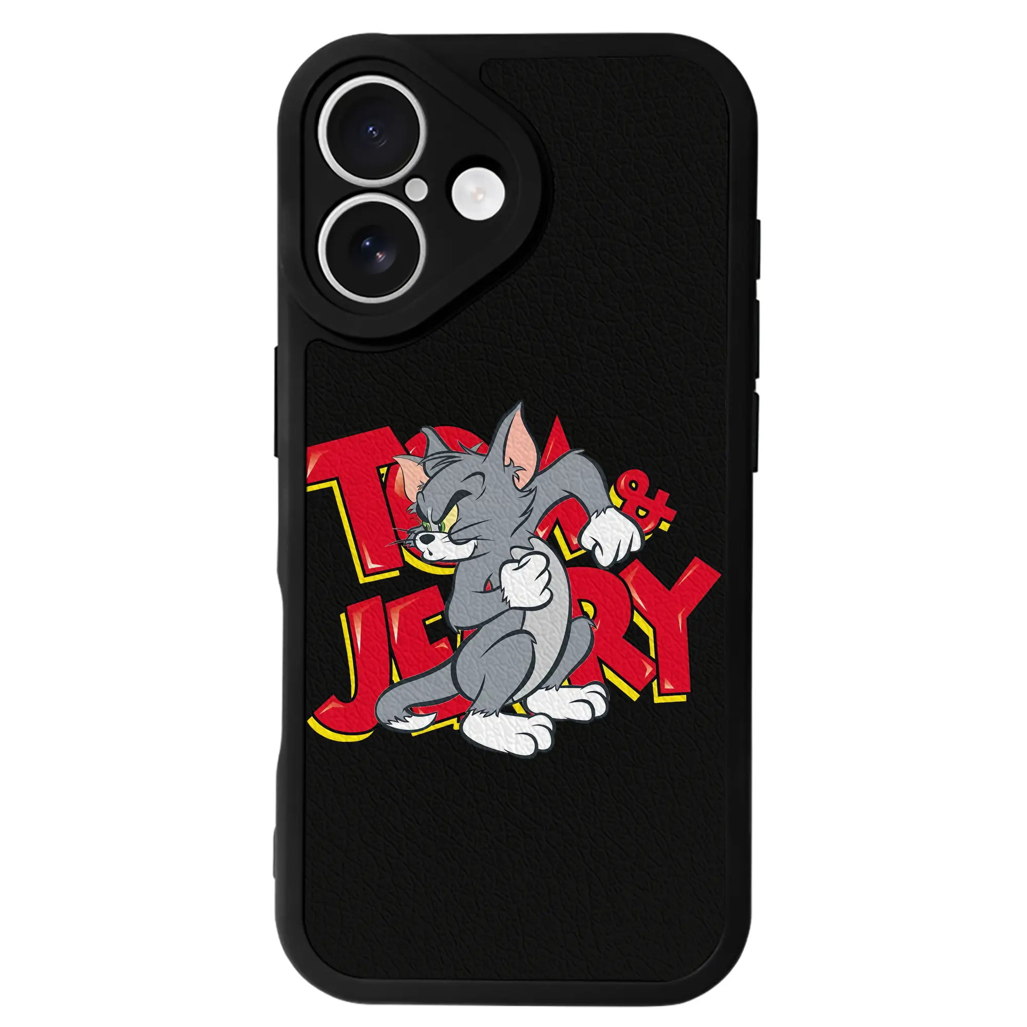 トムとジェリー グッズ トム - IPhone 16シリーズ対応 ・ シリコンスマホケース ・ レザー調 ・ 高精度フィット ・ 耐衝撃 ・ ワイヤレス充電対応 ・ 精密カット